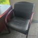 Set of 3 Mahogany Wood Guest Chair w/ Black Leather
